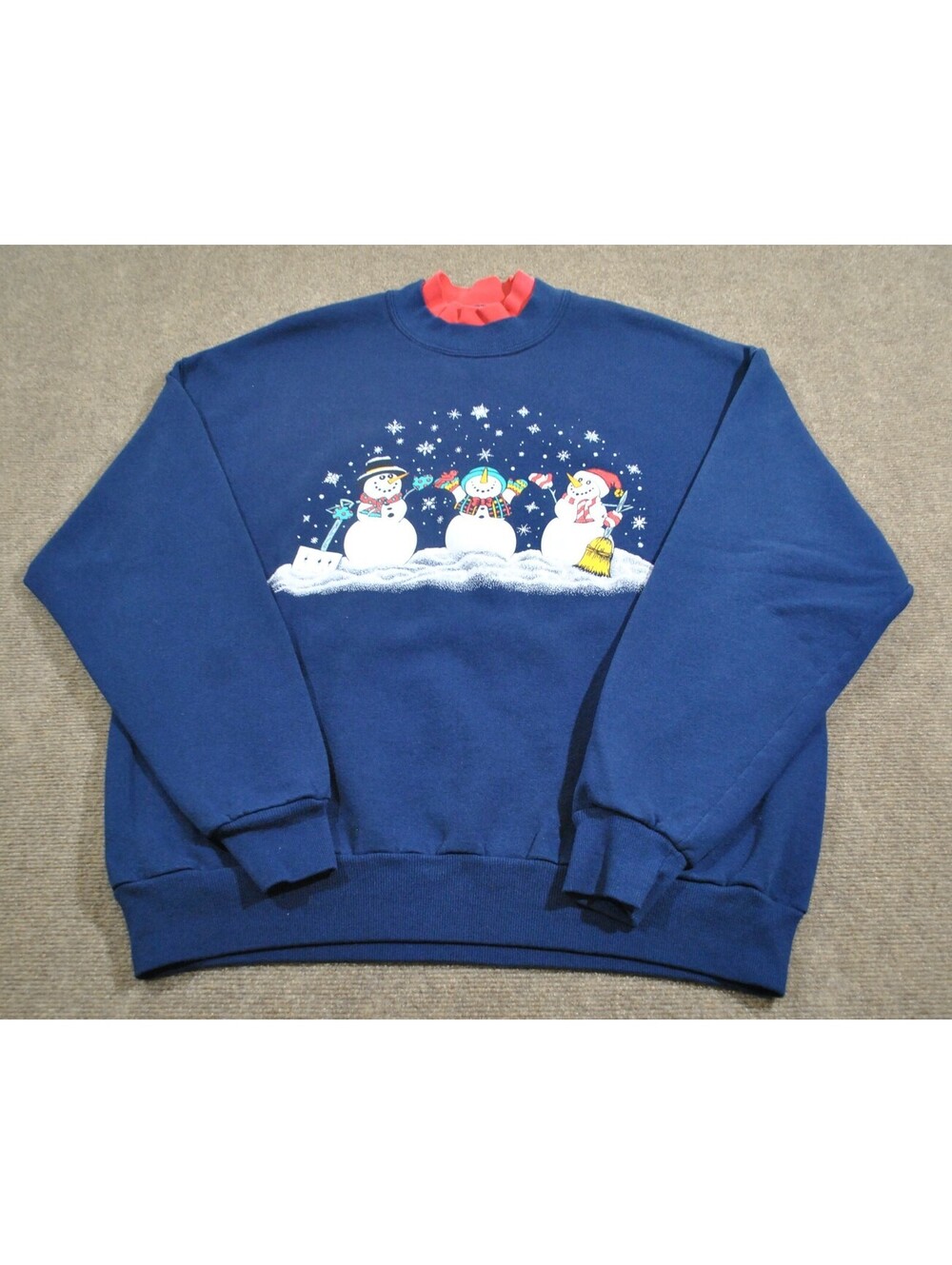 Snowman Christmas Santa Holidays 90s Vintage Sweatshirt Made in USA X-Large